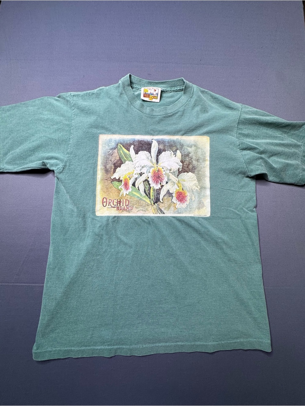 Vintage Packing Crate 90s Orchid Brand Graphic Tee  white orchid flowers L 1264
